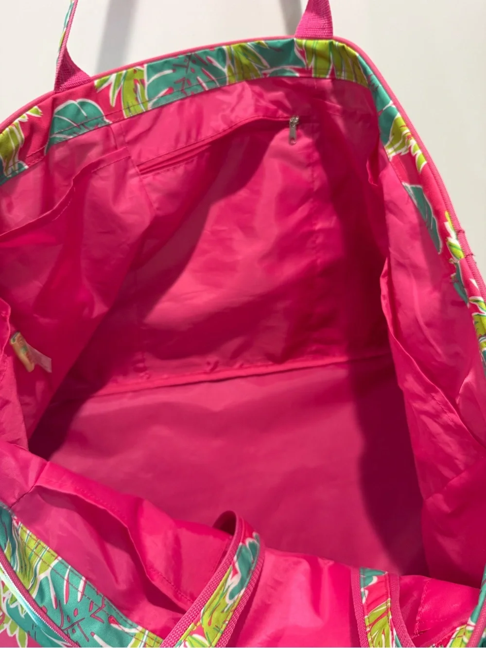 Pink Tropical Leaf Tote Bag